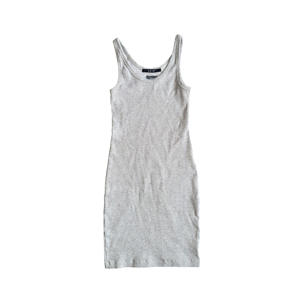 Ksubi Ribbed Tank Dress Womens Small Grey Excellent Bodycon Mini Scoop Neck